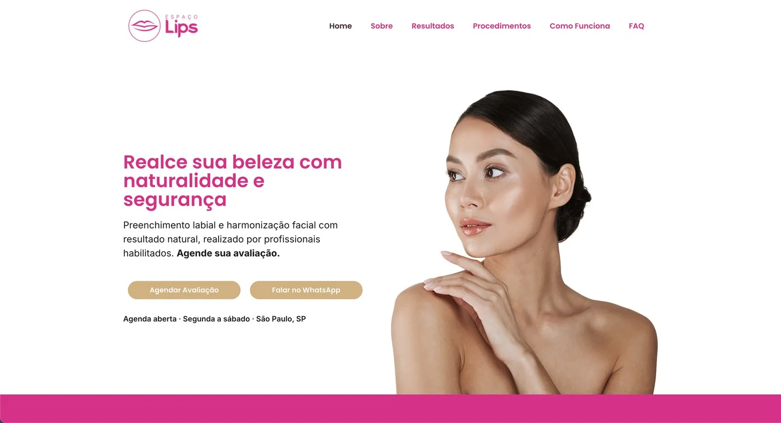 Página inicial do site Espaço Lips